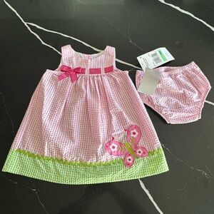 Rare‎ Editions Pink and Green Gingham Dress Set
